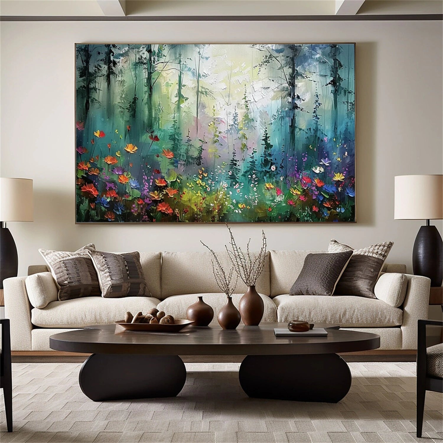 Abstract Light Through Trees Painting | Textured Forest Oil Art #JJ 319