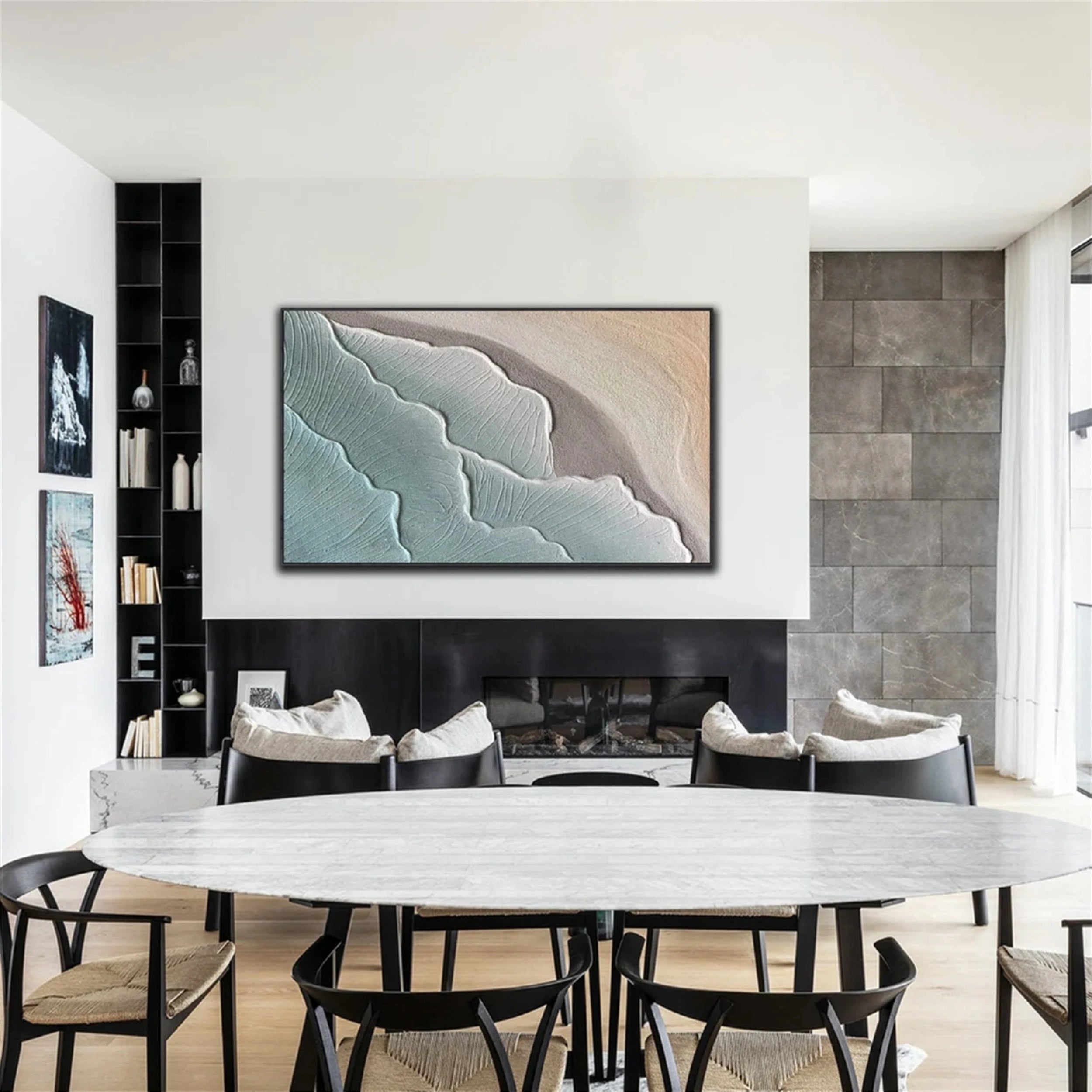 Textured Ocean Waves Abstract Wall Art Home Decor #JJ 250