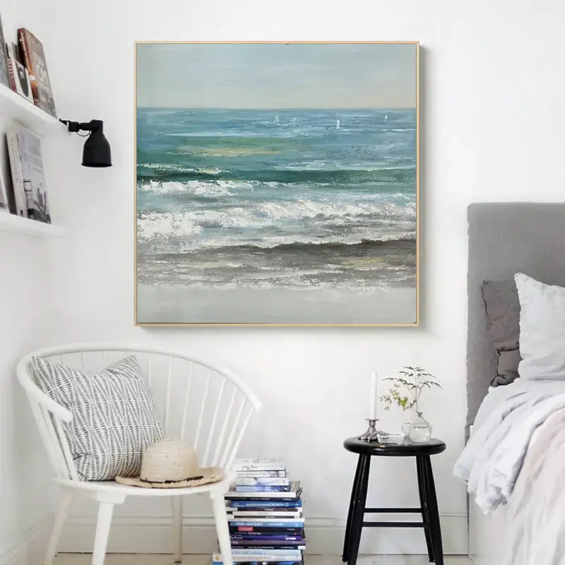 Peaceful Textured Neutral Seascape Art for Home Decor #JJ 279