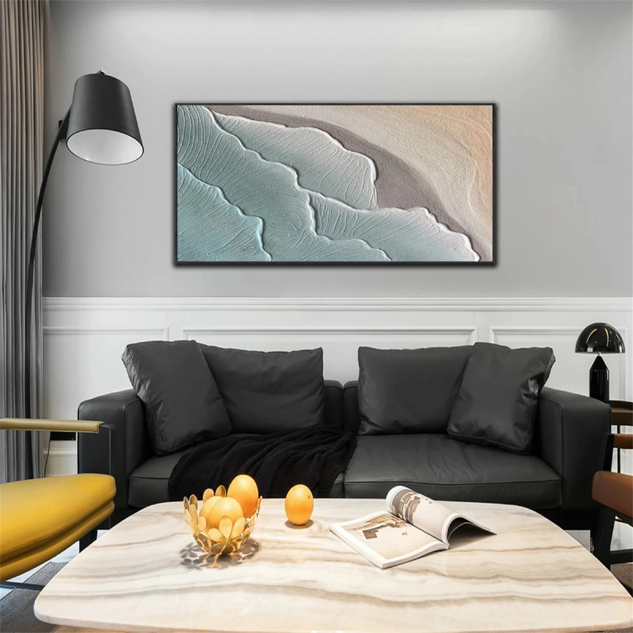 Textured Ocean Waves Abstract Wall Art Home Decor #JJ 250