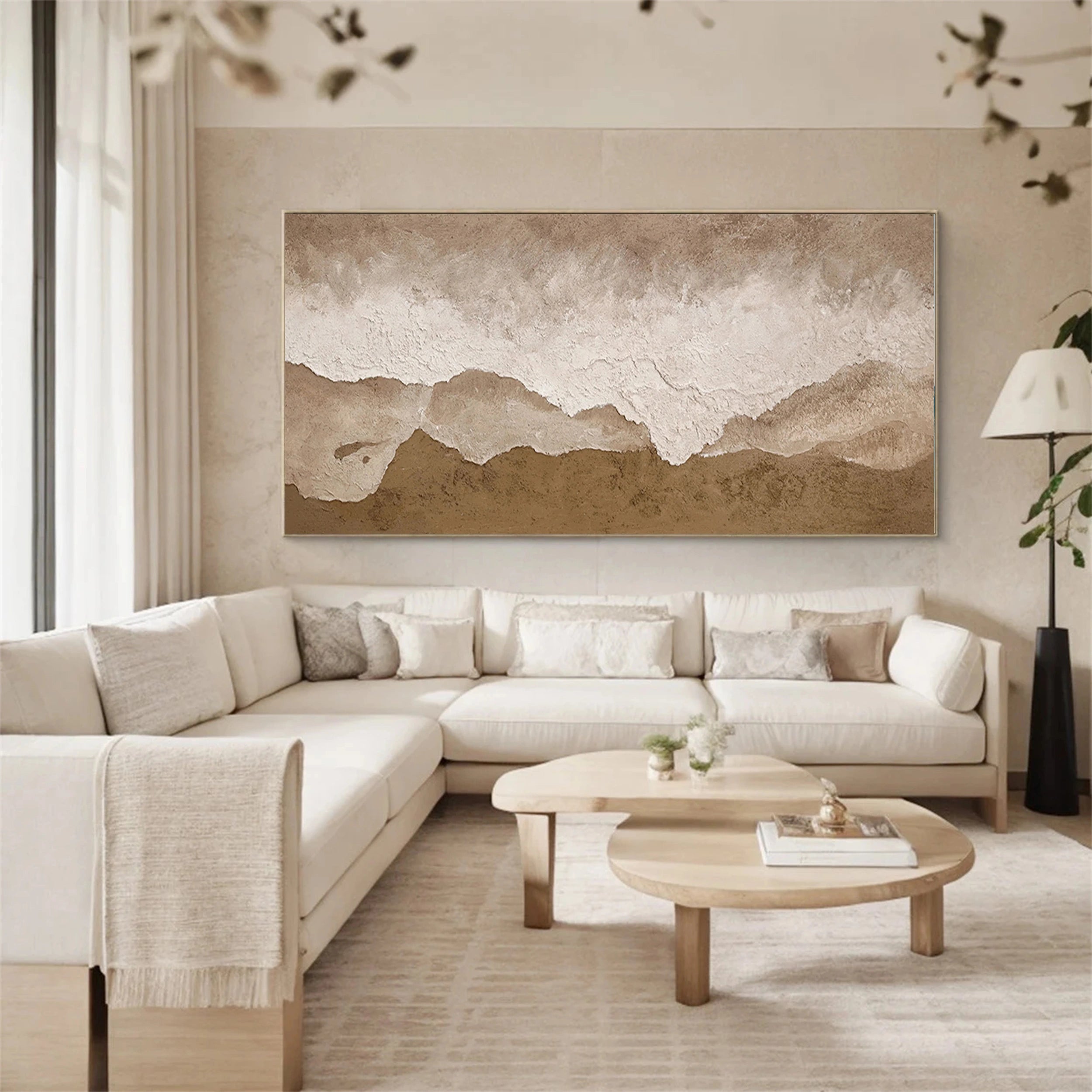 Oversized Abstract Wall Art | Textured Neutral Landscape Painting #ZZ 082