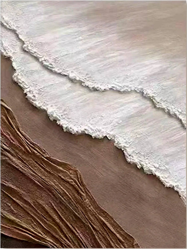Beige Coastal Canvas Art | Ocean Wave Texture Painting for Home Decor #TC 228