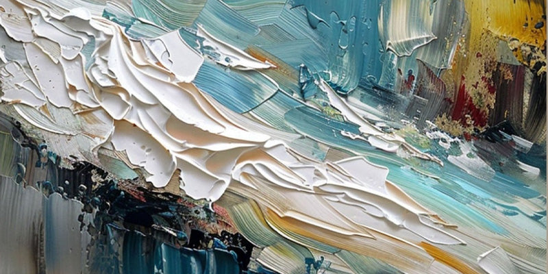 Abstract Ocean Waves Wall Art Textured Seascape Impasto Artwork #TC 188