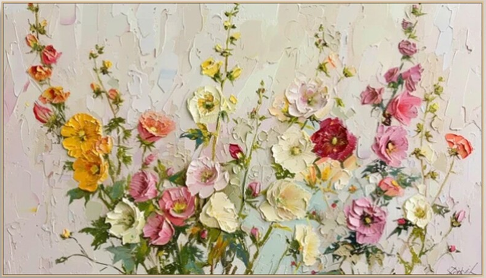 Colorful Textured Flower Painting - Handmade Floral Art #TC 093