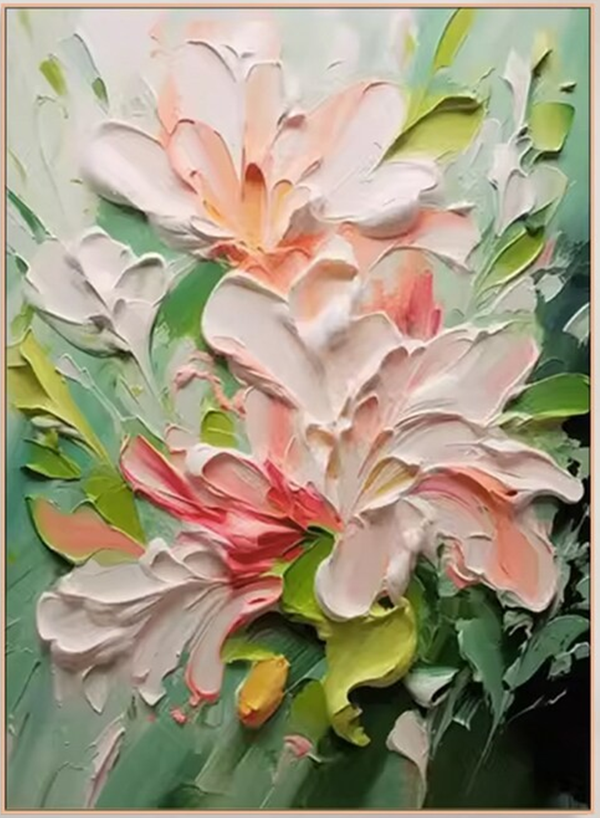 3D Textured Floral Painting - Handmade Abstract Art #TC 095