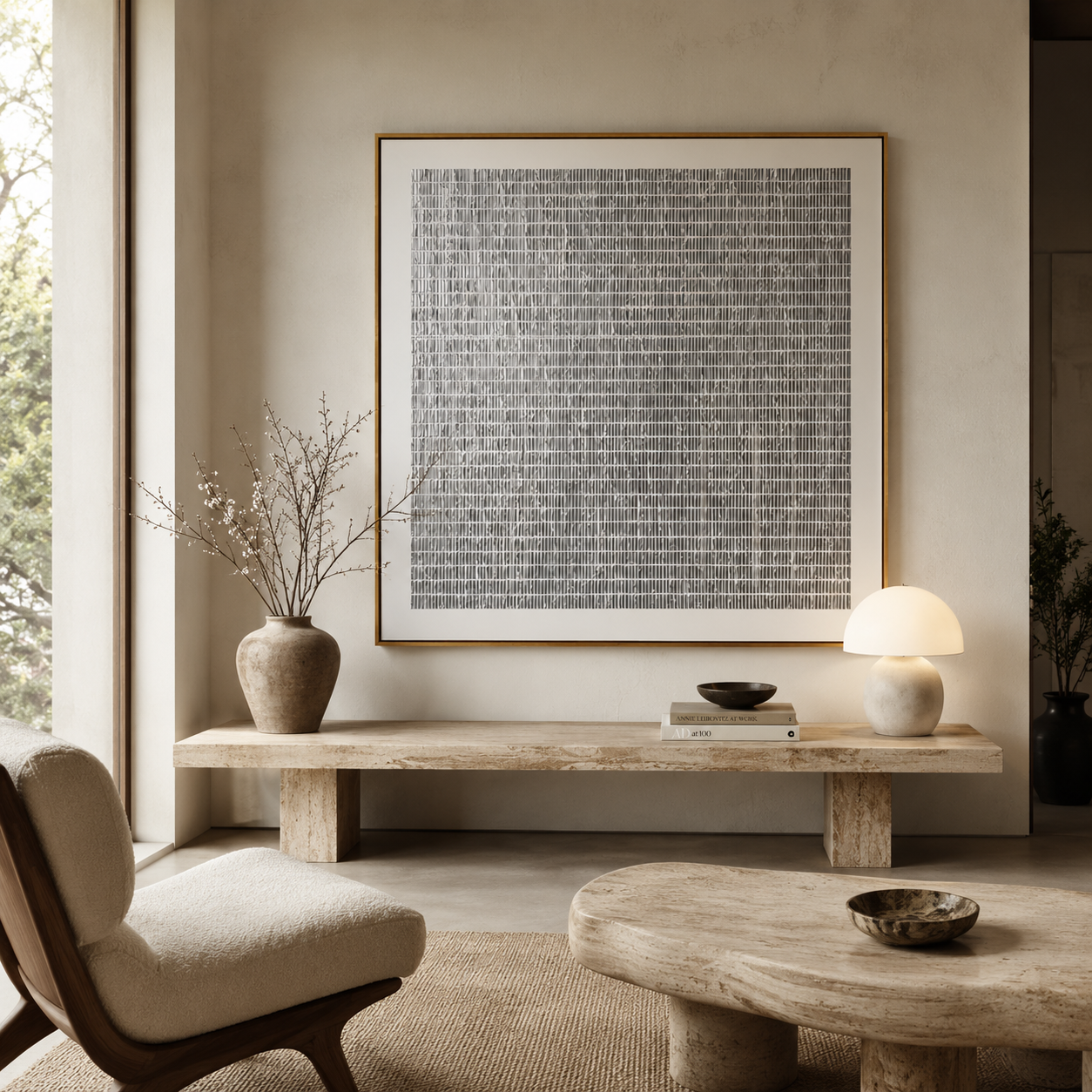 Silent Pattern – Monochrome Minimalist Wall Art for Japandi Interiors