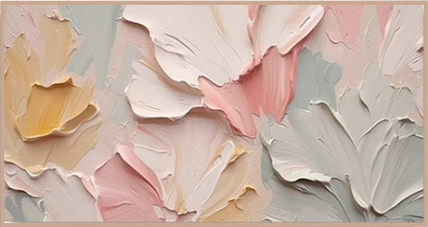 Textured Abstract Floral Painting - Pastel Wall Art #TC 094
