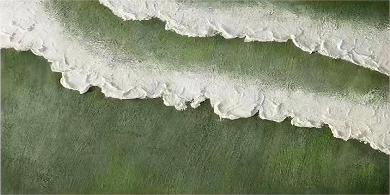 Large Green Abstract Canvas Art – Modern Textured Ocean Wave Painting #TC 233