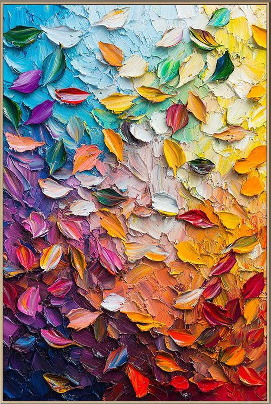 Hand-Painted Textured Abstract Art | Colorful Petal Oil Painting #TB 091