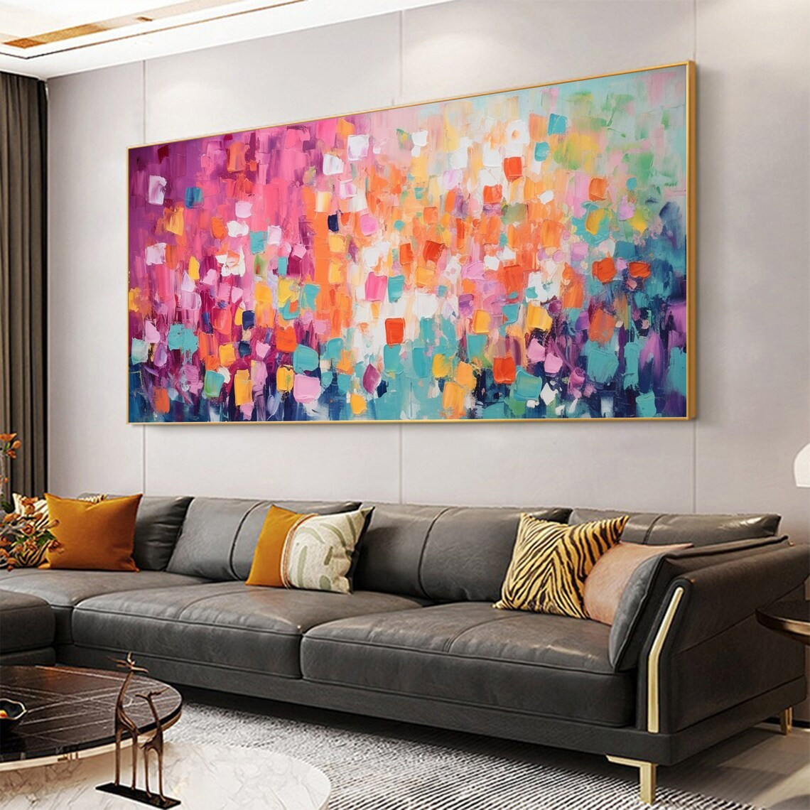 Colorful Abstract Block Oil Painting - Vibrant Modern Art #JJ 030