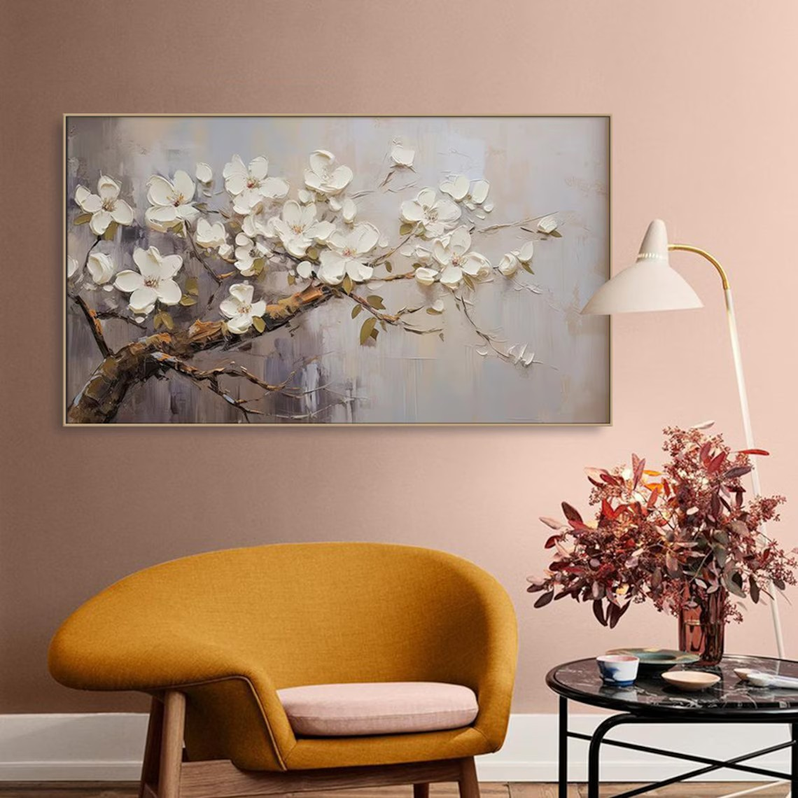 Handmade Flower Oil Painting - Modern Botanical Art #TC 092