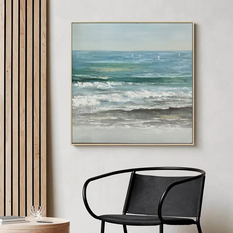 Peaceful Textured Neutral Seascape Art for Home Decor #JJ 279