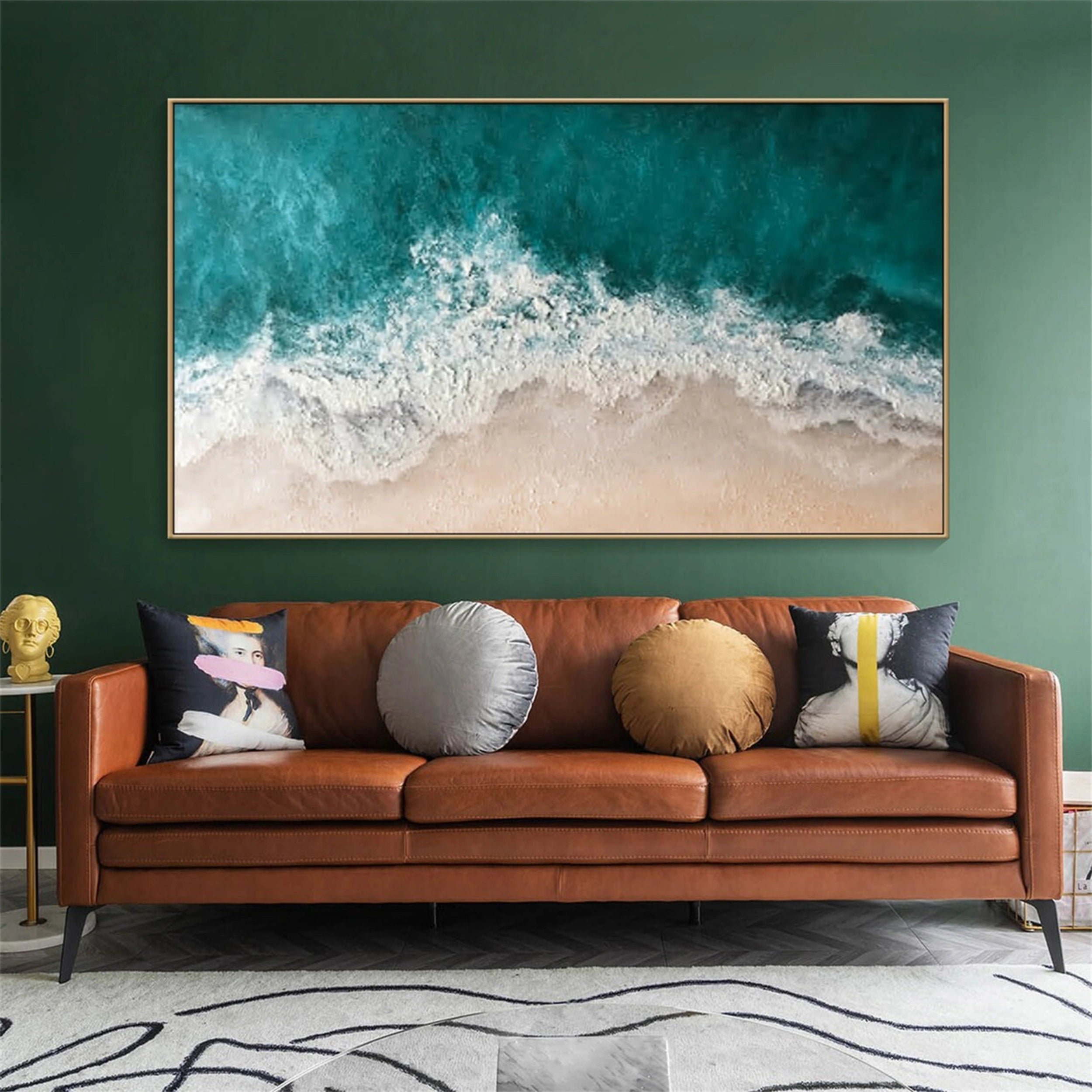 Handmade 3D Textured Blue Ocean Painting Wall Art Home Decor #JJ 252