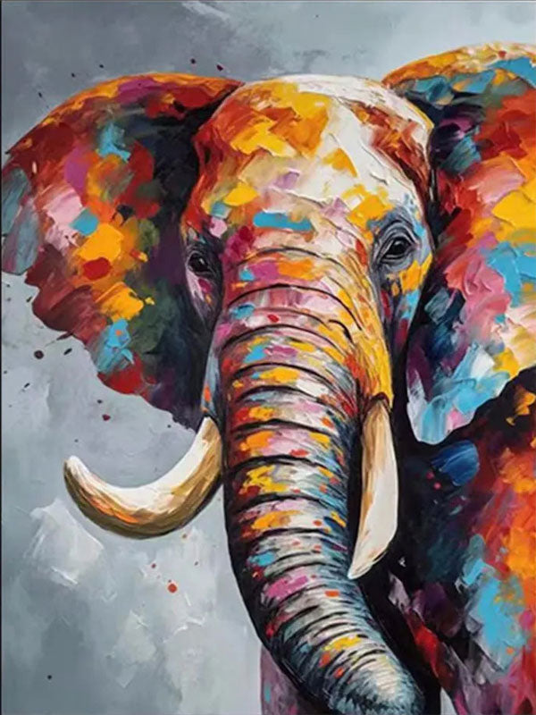 Colorful Elephant Wall Art | Large Abstract Animal Painting #ZZ 207