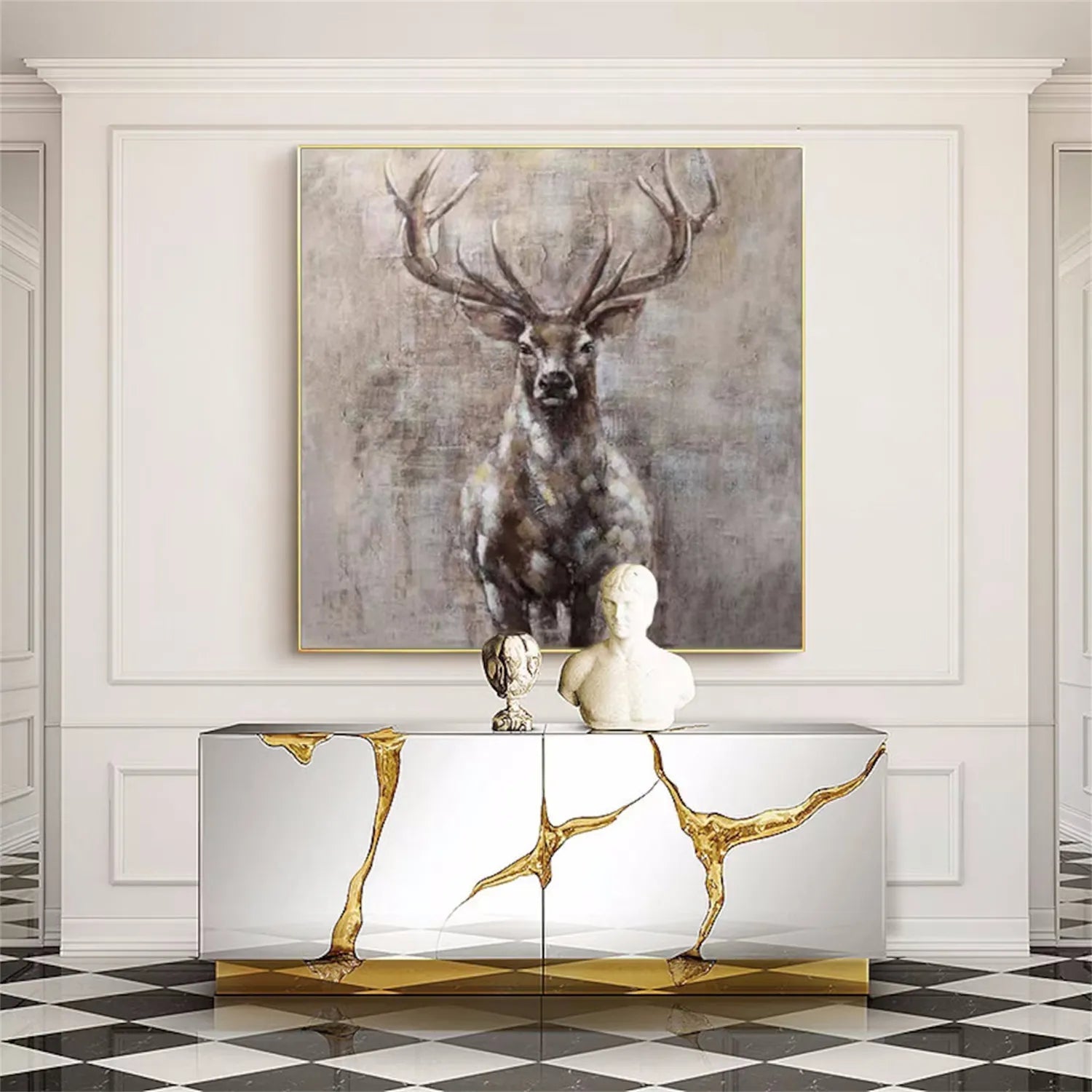 Deer Handmade Oil Painting - Nature Art for Home Decor #ZZ 018