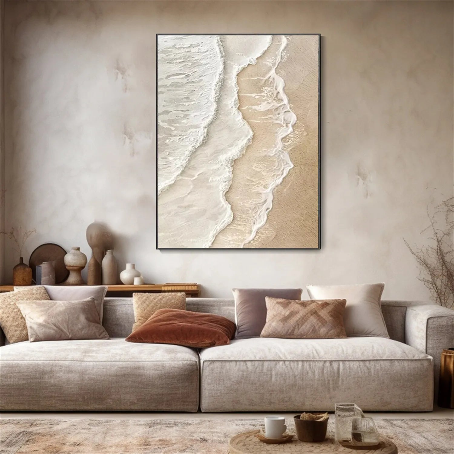 Calm Coastal Sand Textured Abstract - Minimalist Oil Painting #JJ 134