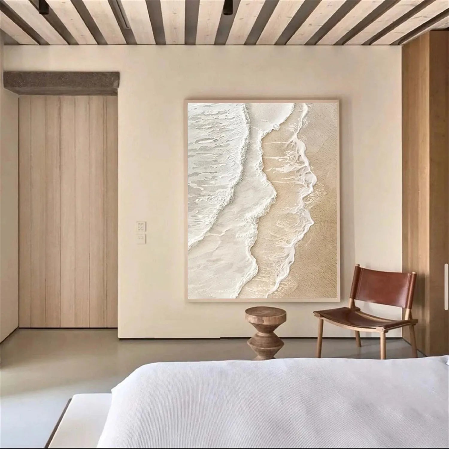 Calm Coastal Sand Textured Abstract - Minimalist Oil Painting #JJ 134