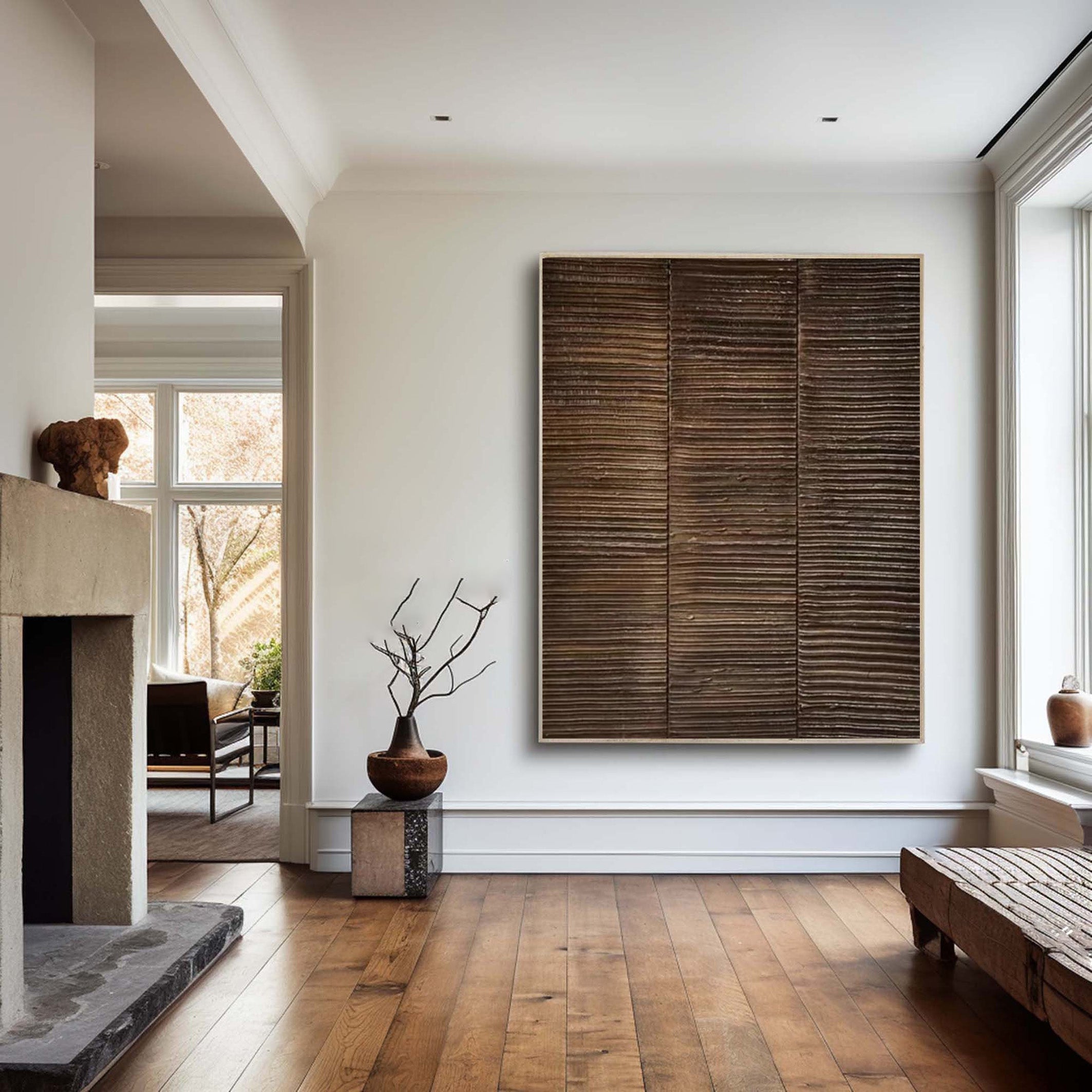 Large Rustic Panel Wall Art | Wabi-Sabi Inspired Textured Decor #JJ 065