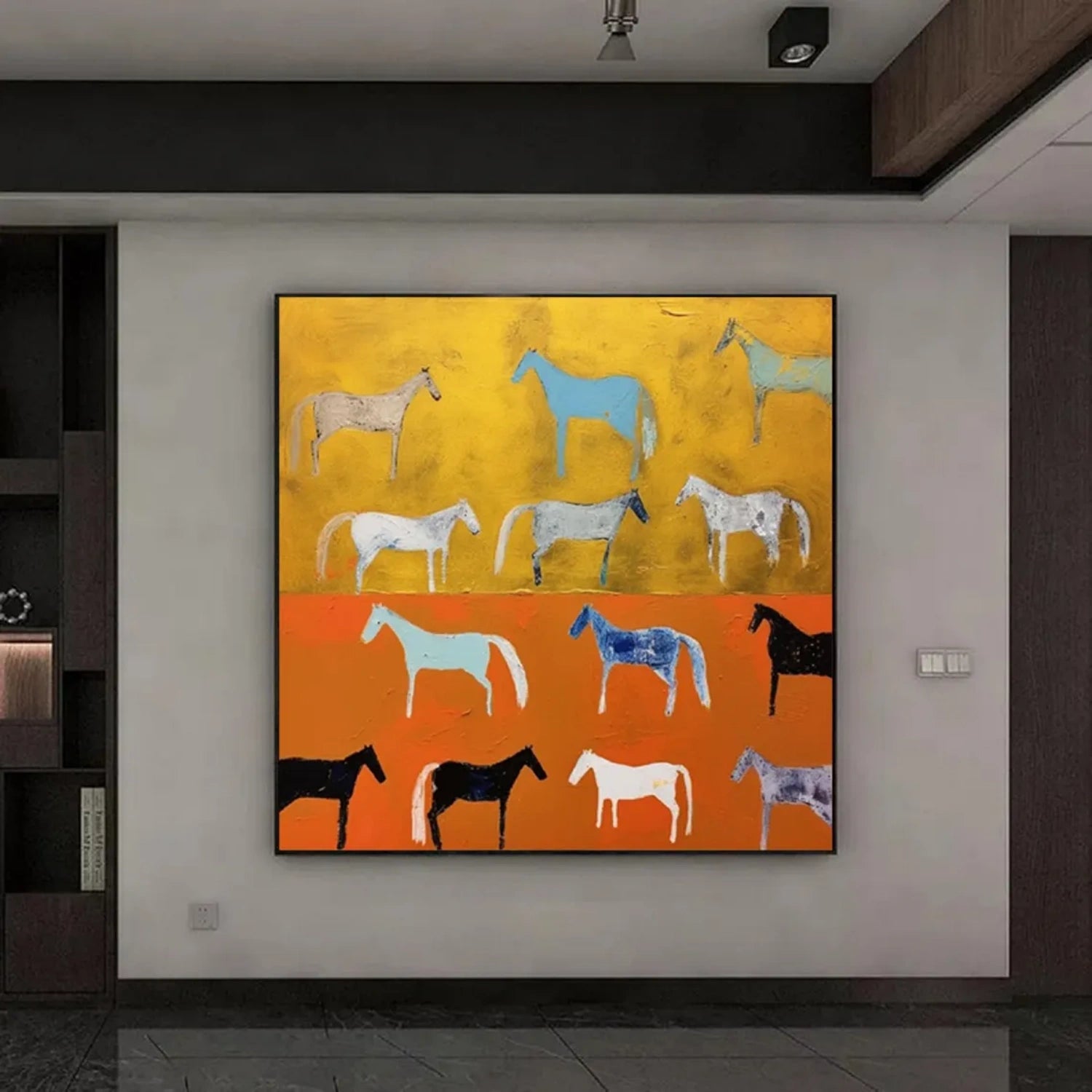 Abstract Equine Pattern: Colorful Horse Silhouettes #ZZ 029