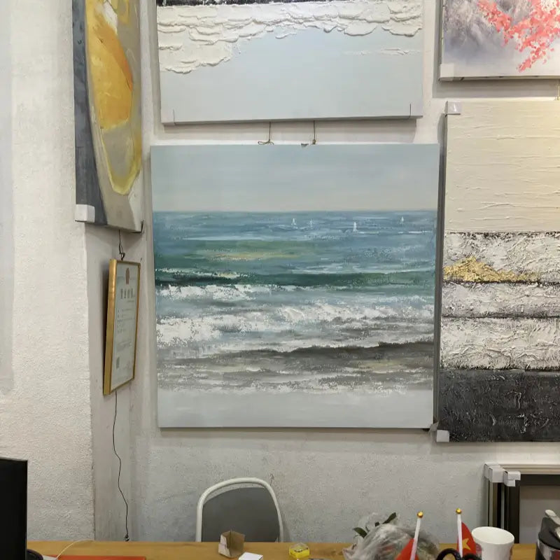 Peaceful Textured Neutral Seascape Art for Home Decor #JJ 279