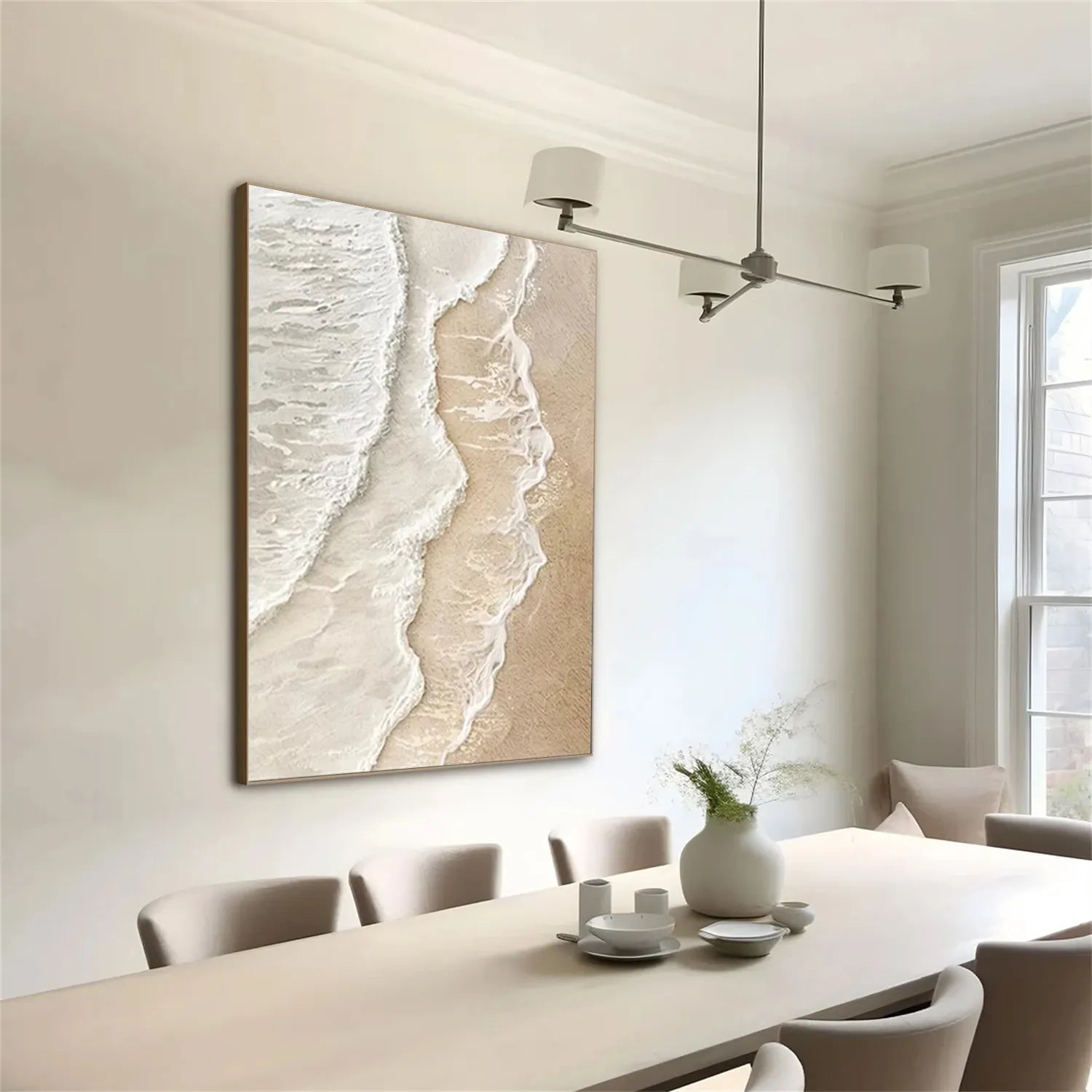 Calm Coastal Sand Textured Abstract - Minimalist Oil Painting #JJ 134