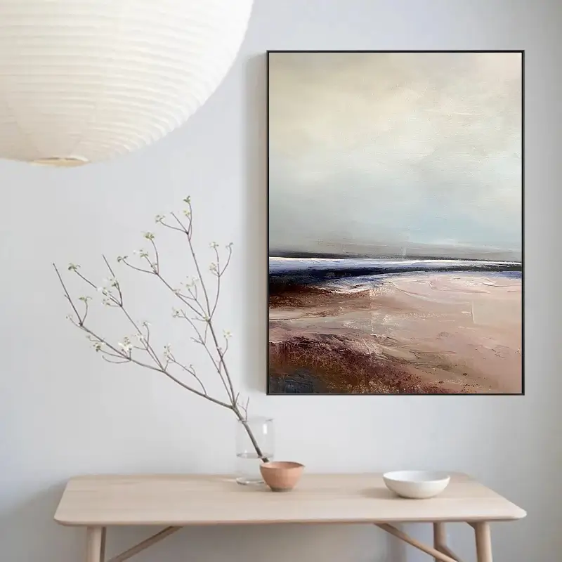 Abstract Beach Landscape Canvas Art - Large Nature-Inspired Wall Decor #JJ 150