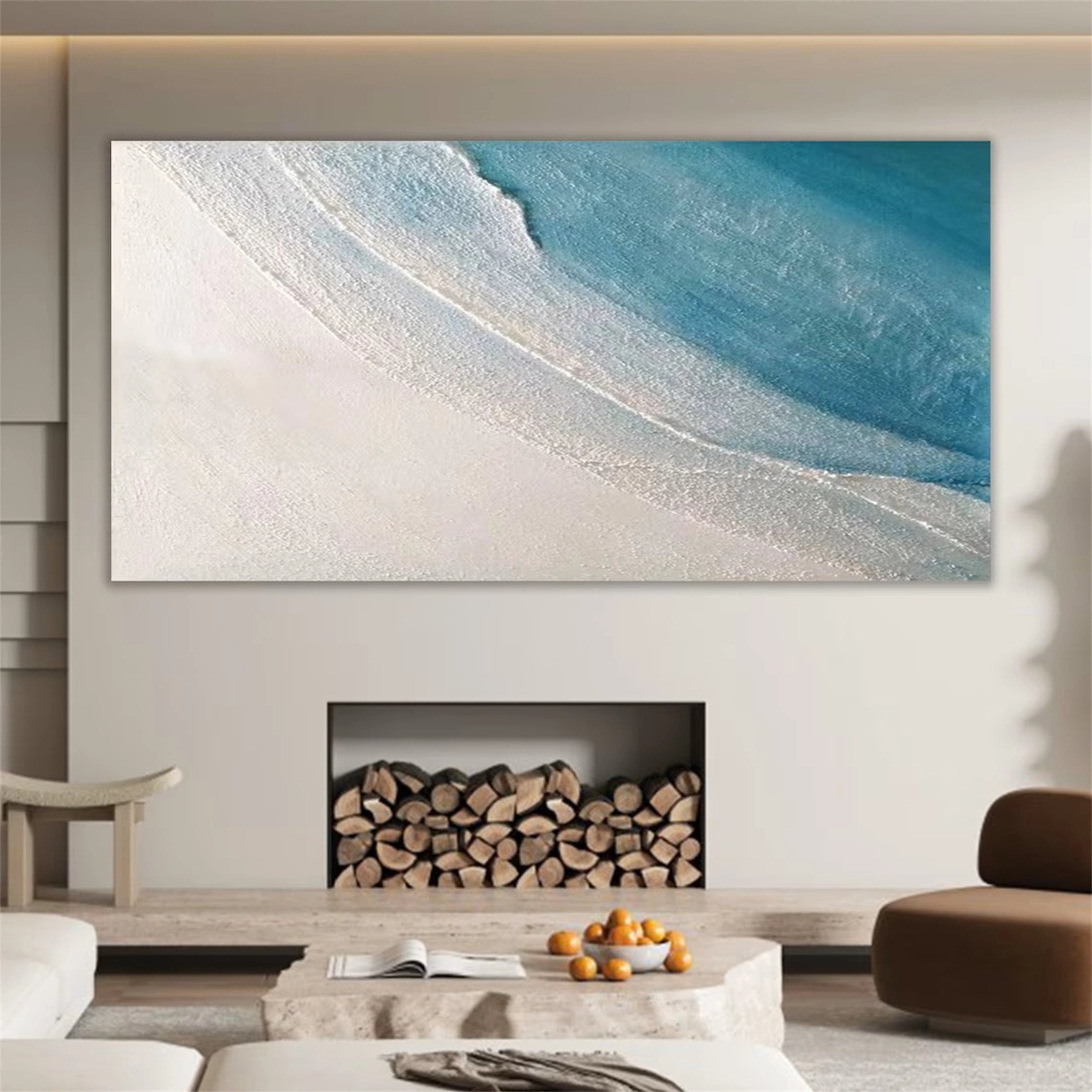 Large Textured Ocean Waves Wall Art Home Decor #JJ 251