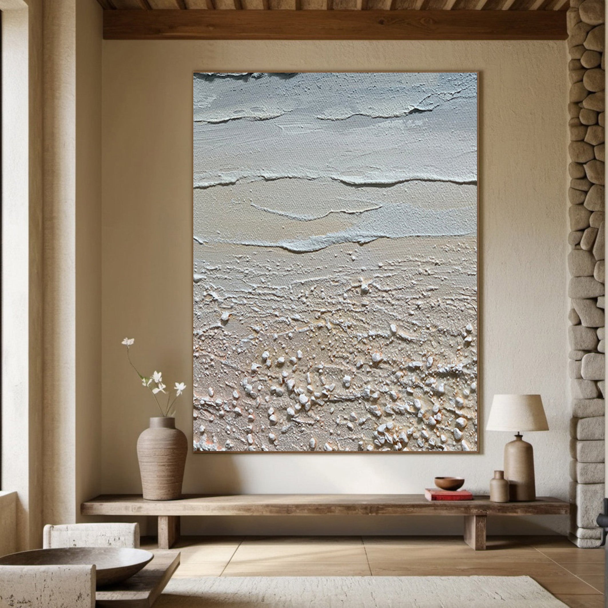 3D Textured Coastal Art | Sand and Sea Abstract Painting #JJ 068