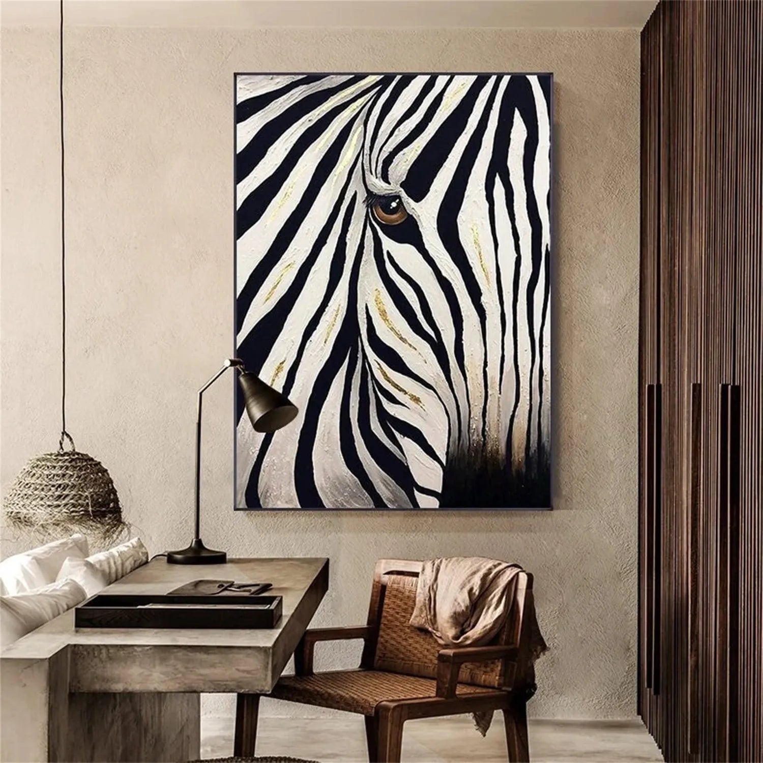 Abstract Zebra Eye Canvas: Modern Wildlife Artwork #ZZ 023