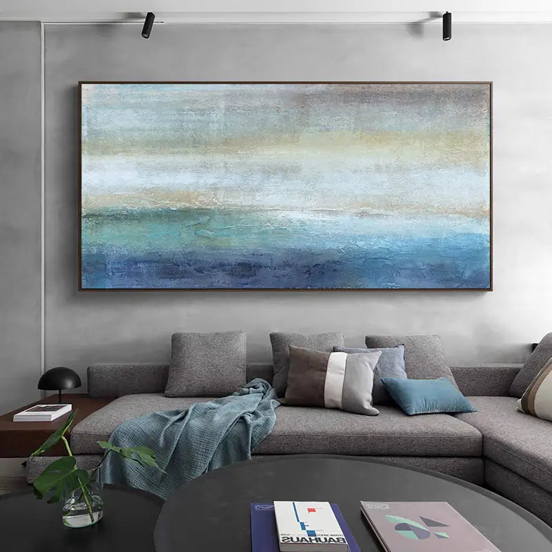 Textured Atmospheric Seascape | Large Abstract Painting Decor #ZZ 053