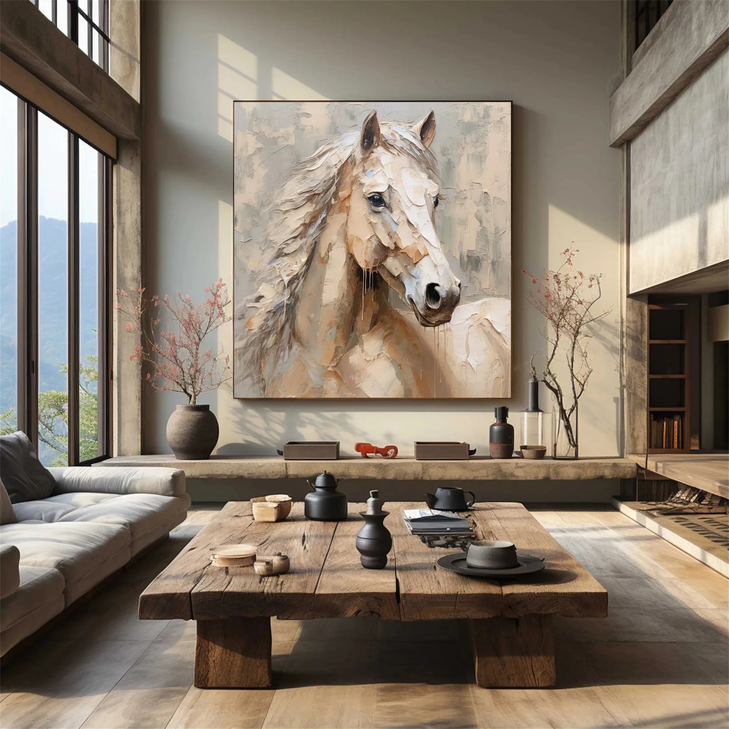Soft Horse Artwork: Modern Neutral Animal Fine Art #ZZ 026