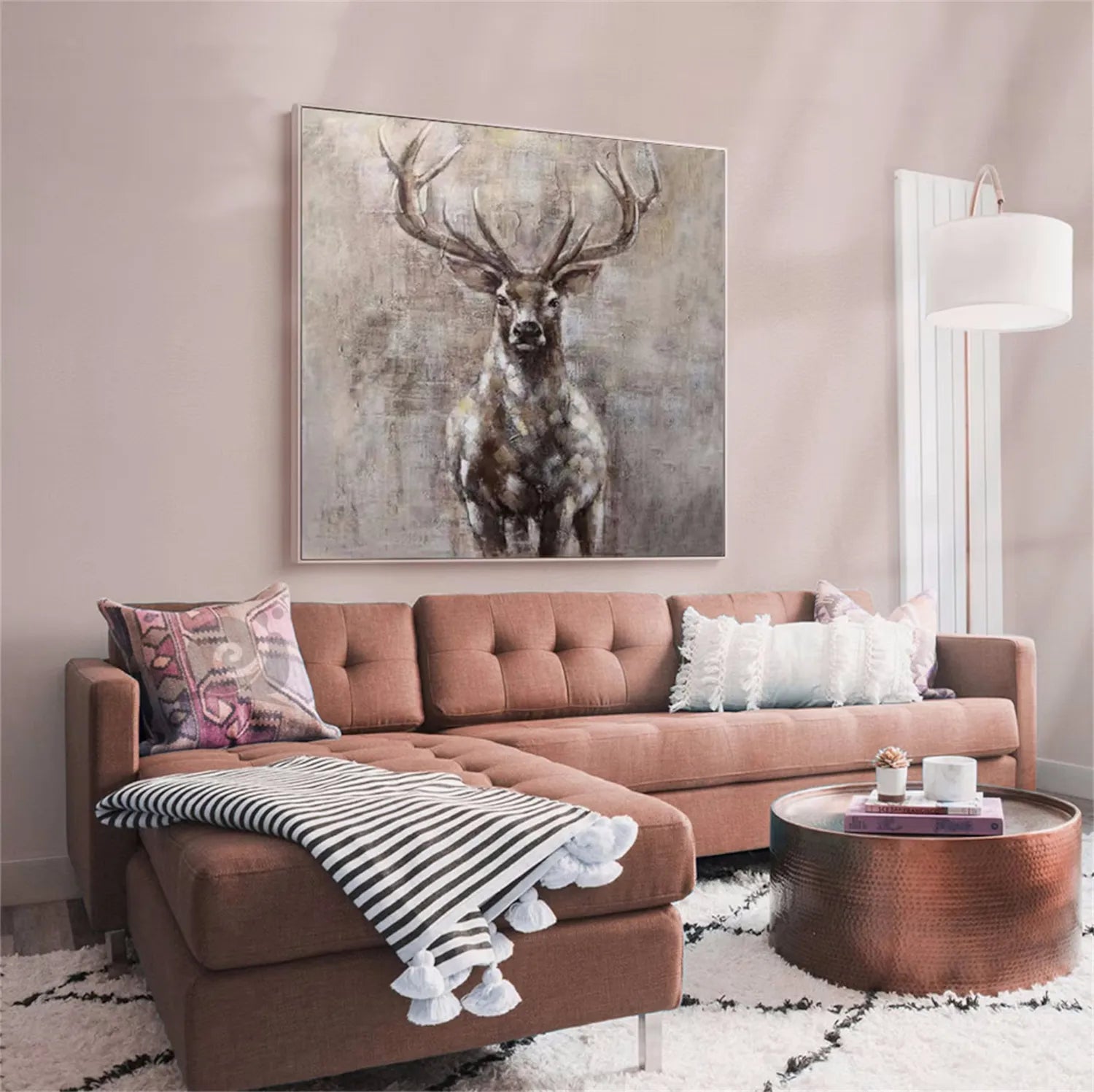 Deer Handmade Oil Painting - Nature Art for Home Decor #ZZ 018