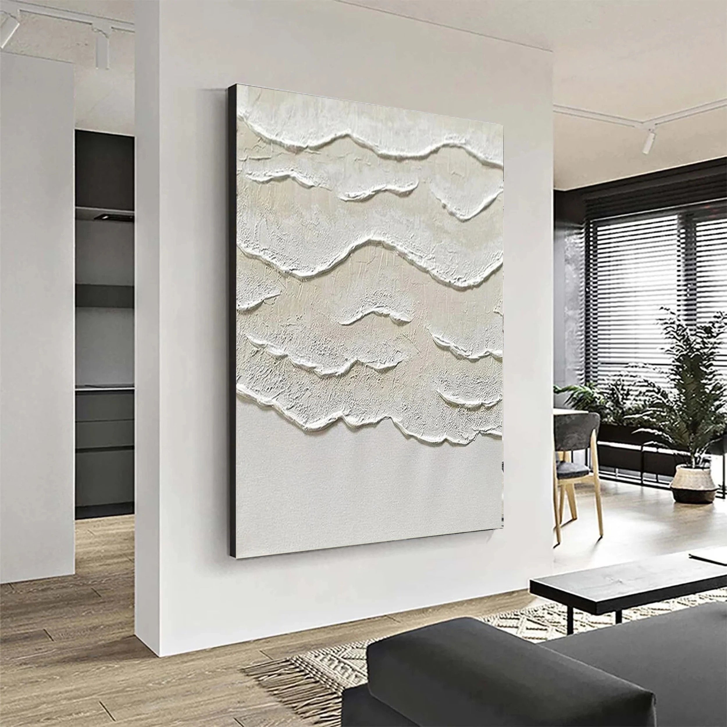 Beige and White Textured Abstract Oil Painting #JJ 130