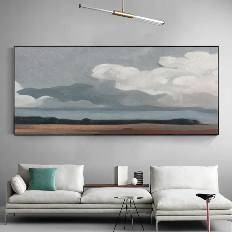Modern Abstract Ocean Art – Textured Coastal Canvas for Living Room #JJ 274