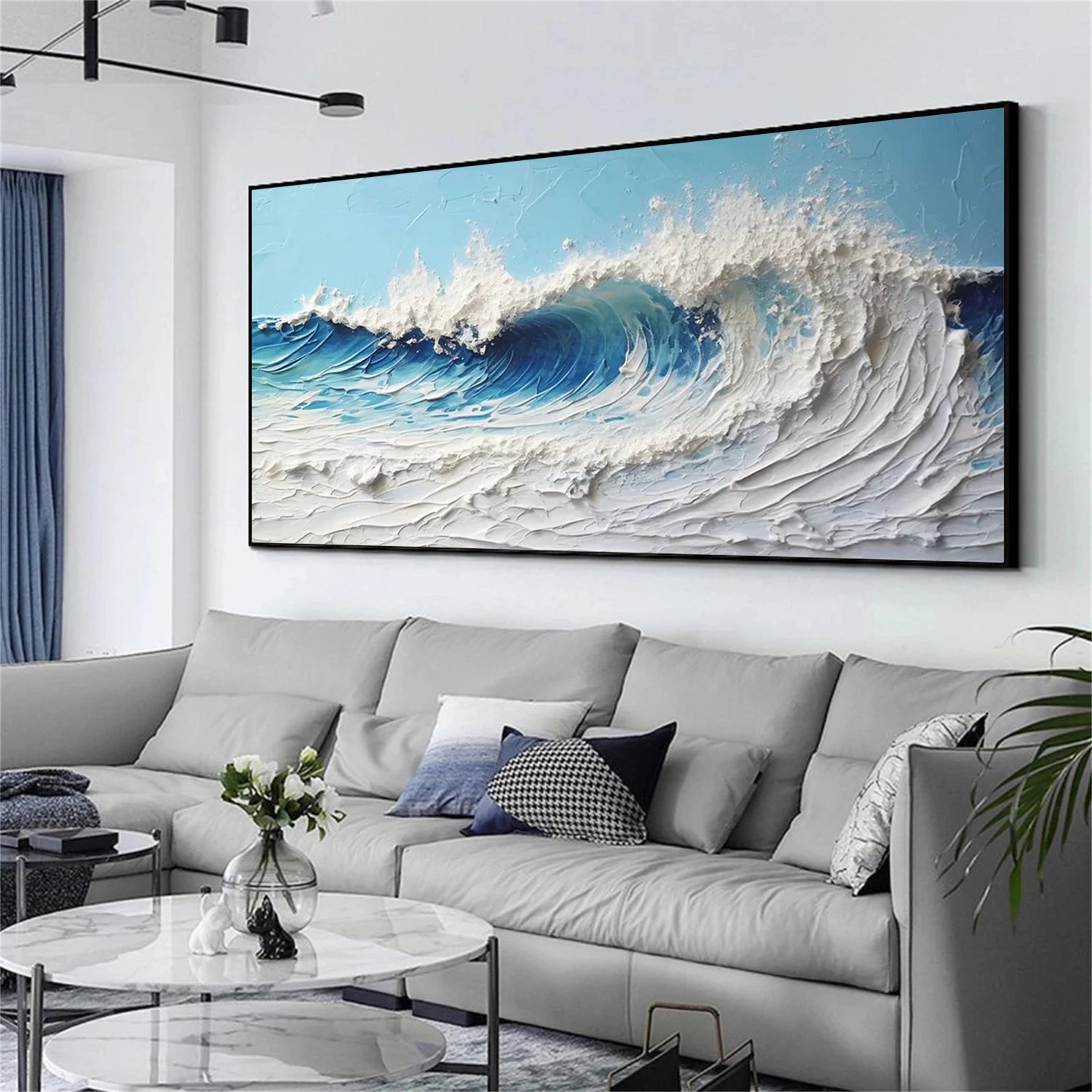 Textured Ocean Wave Wall Art | Large 3D Crashing Wave Painting #ZZ 073