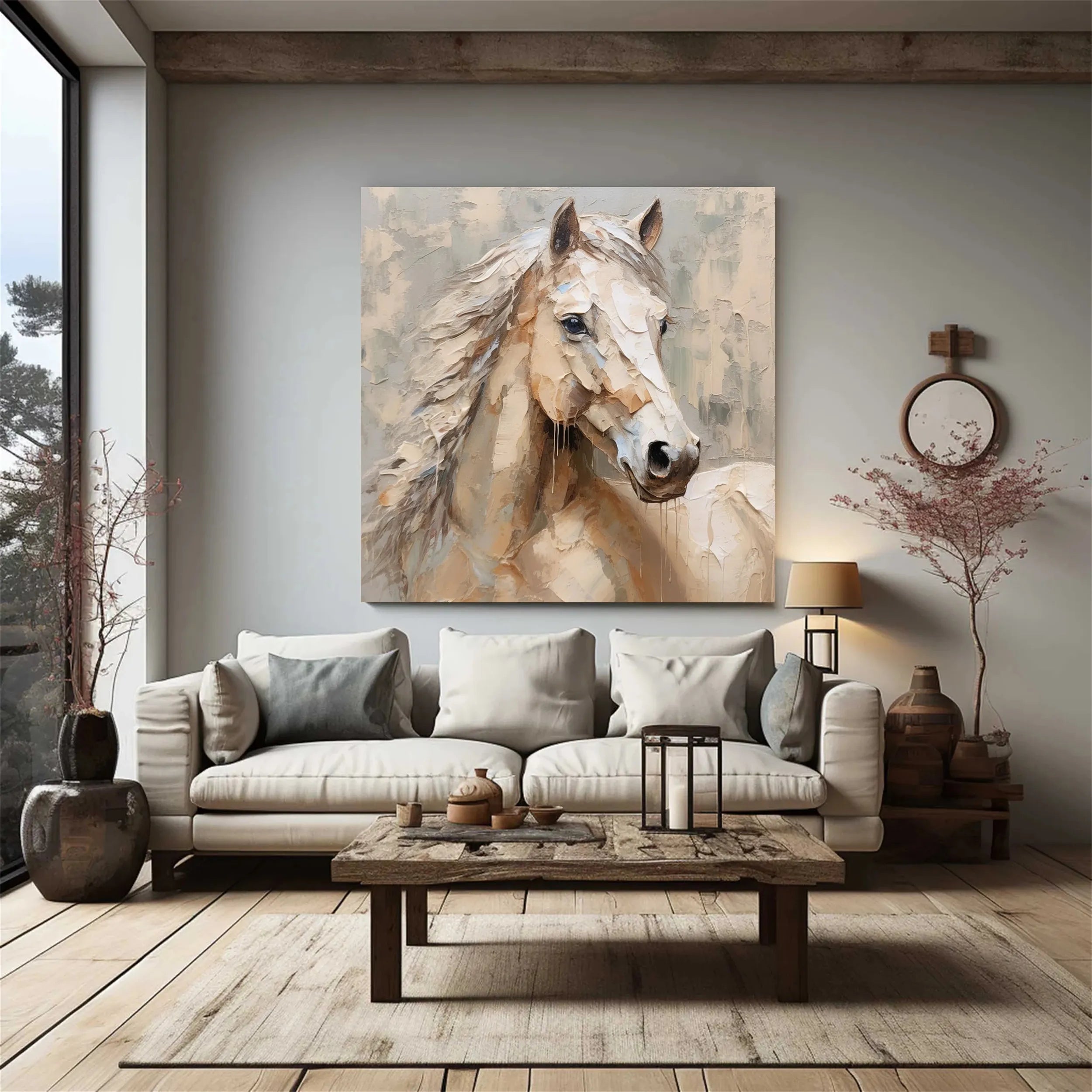 Soft Horse Artwork: Modern Neutral Animal Fine Art #ZZ 026