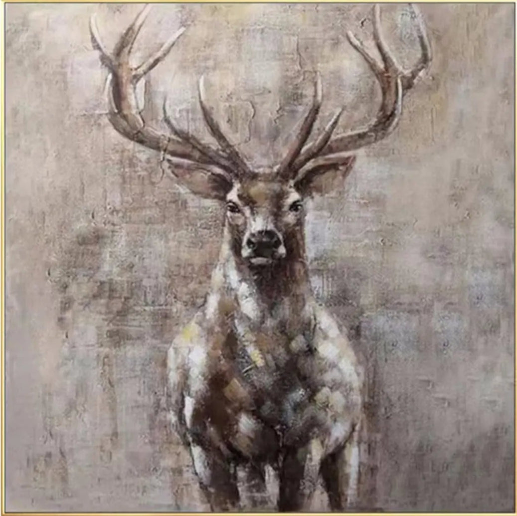 Deer Handmade Oil Painting - Nature Art for Home Decor #ZZ 018