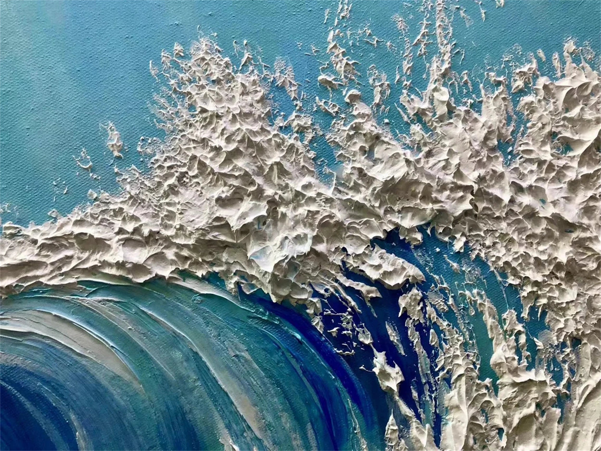 Textured Ocean Wave Wall Art | Large 3D Crashing Wave Painting #ZZ 073