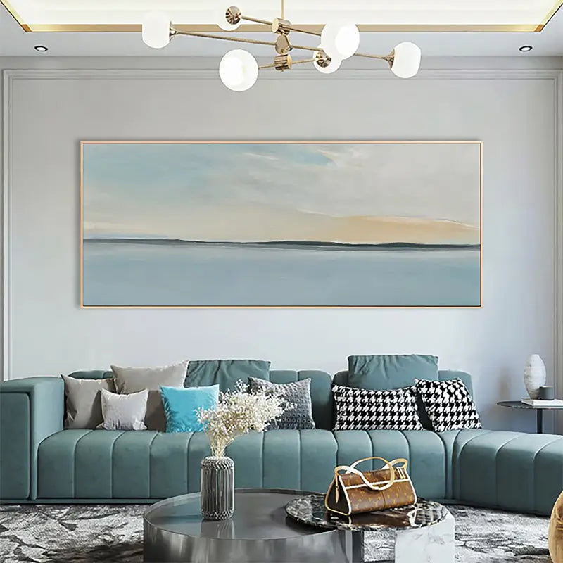 Calm Horizon Line Art | Large Abstract Seascape Painting #ZZ 054