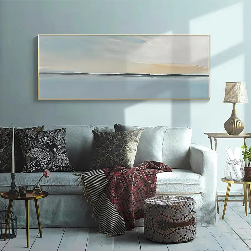 Calm Horizon Line Art | Large Abstract Seascape Painting #ZZ 054