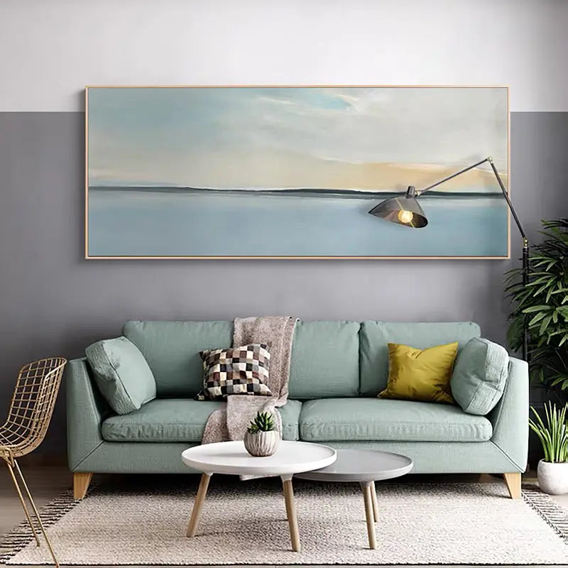 Calm Horizon Line Art | Large Abstract Seascape Painting #ZZ 054