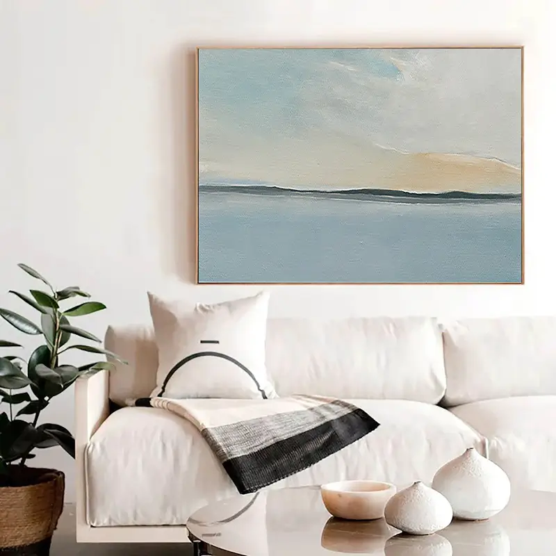 Calm Horizon Line Art | Large Abstract Seascape Painting #ZZ 054