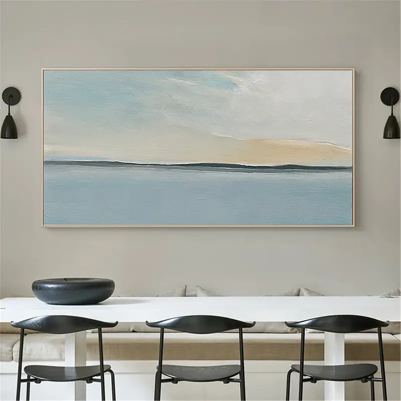 Calm Horizon Line Art | Large Abstract Seascape Painting #ZZ 054