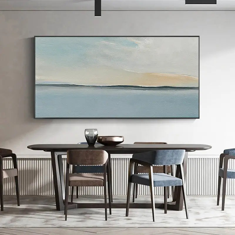 Calm Horizon Line Art | Large Abstract Seascape Painting #ZZ 054