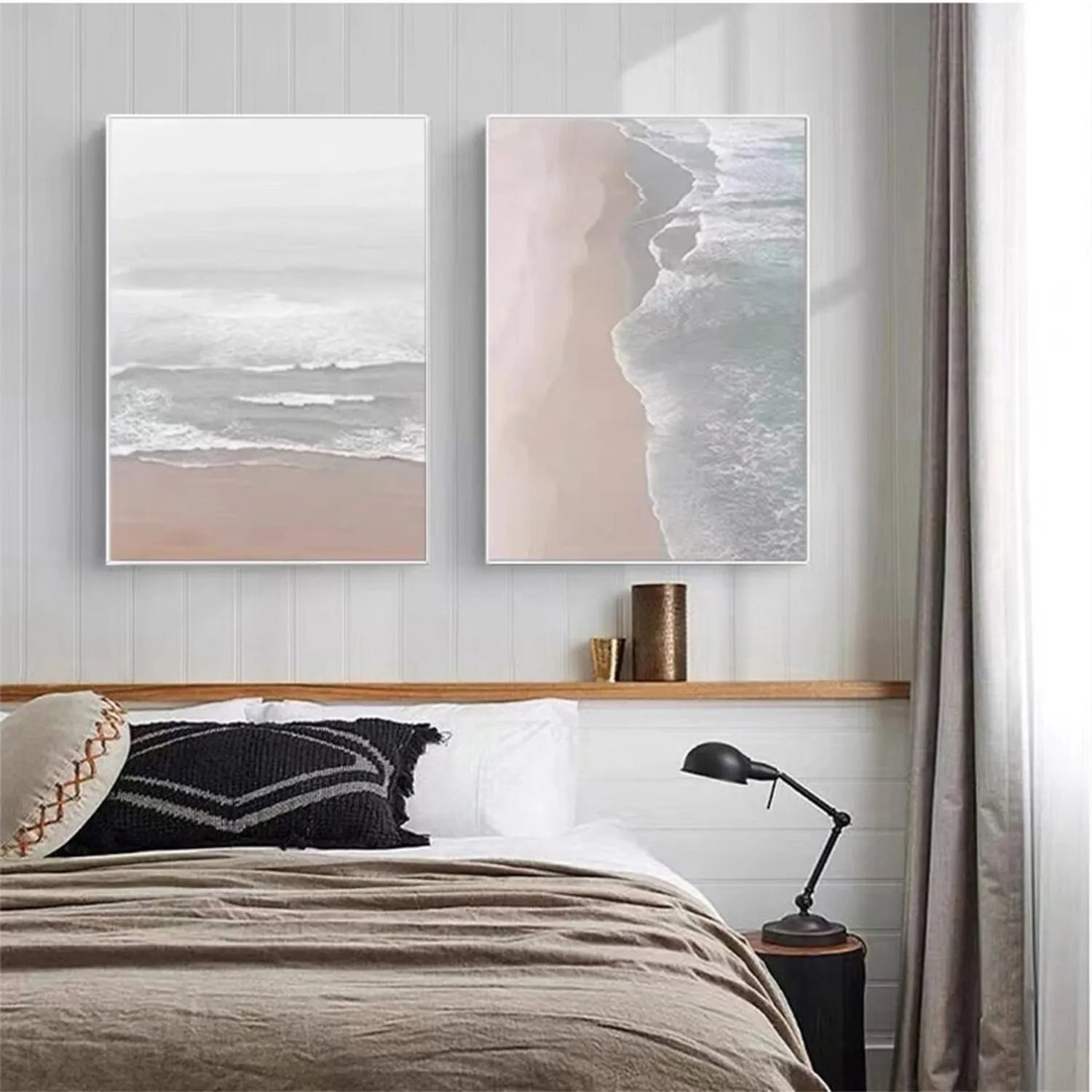 Soft Tone Abstract Seascape Art Set- Neutral Art Wall Decor #JJ 216