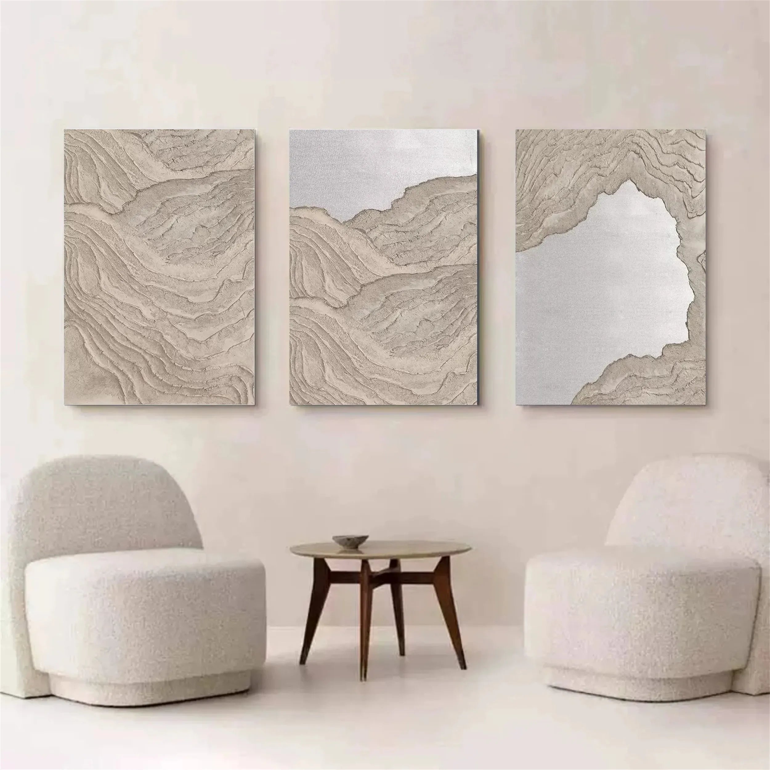 Large Wall Art Set of 3 Beach Art -Abstract Coastal Painting #JJ 282