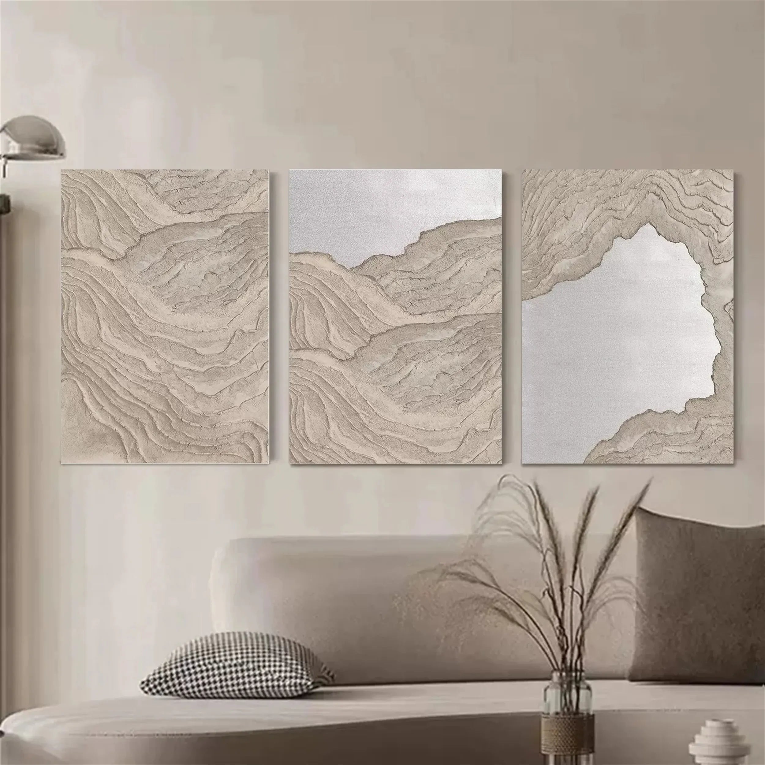 Large Wall Art Set of 3 Beach Art -Abstract Coastal Painting #JJ 282