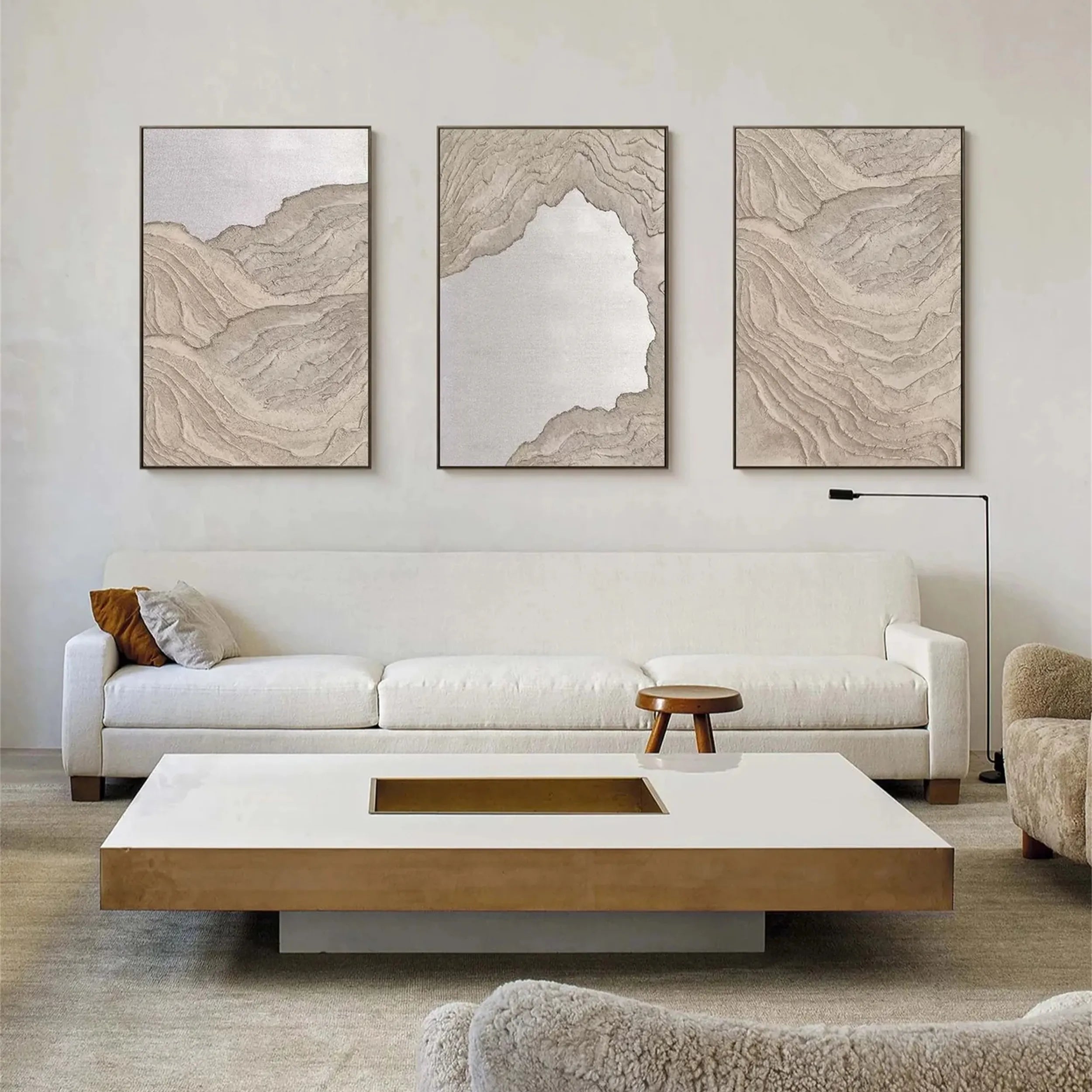 Large Wall Art Set of 3 Beach Art -Abstract Coastal Painting #JJ 282