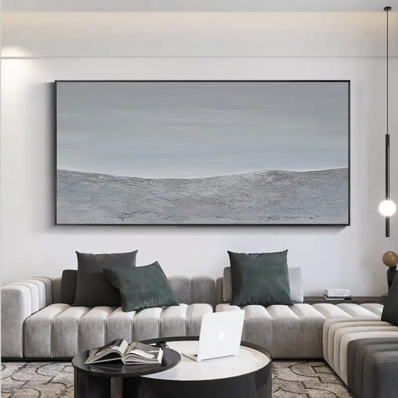 Modern Minimalist Grey Sea Painting Wall Art- Ocean Wall Decor Canvas #JJ 253