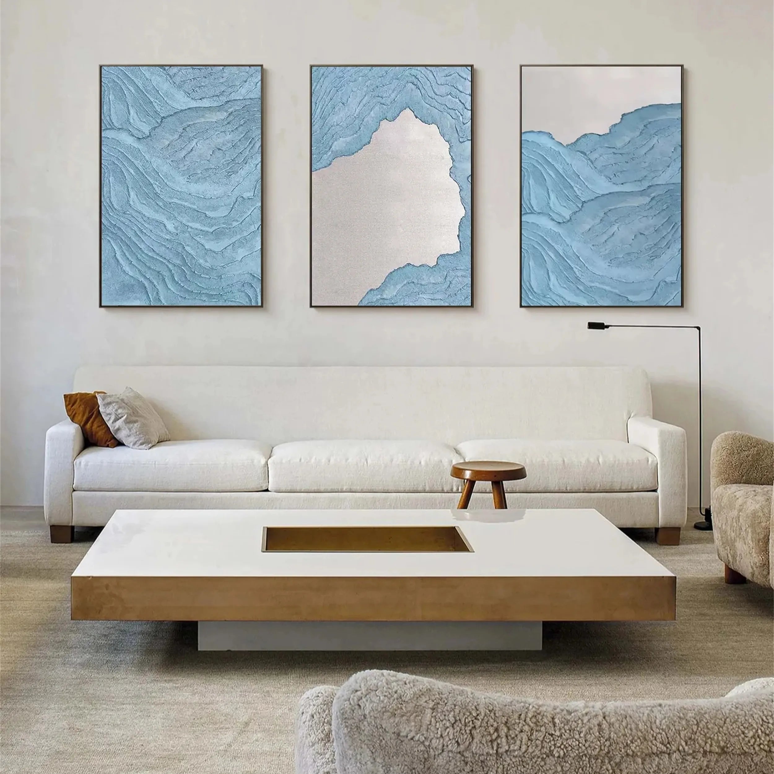 Abstract Art- 2/3 Piece Blue Wall Art for Living Room #JJ 210